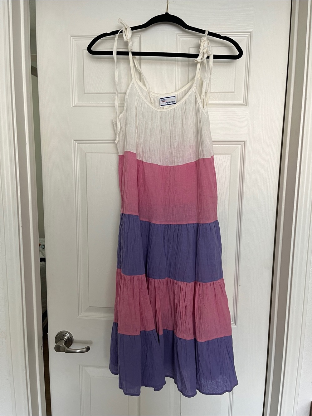 Vintage Avon cotton gauze tiered toe strap dress